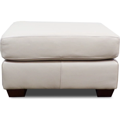 6350 Ottoman in Pebble Bone Beige Top Grain Leather